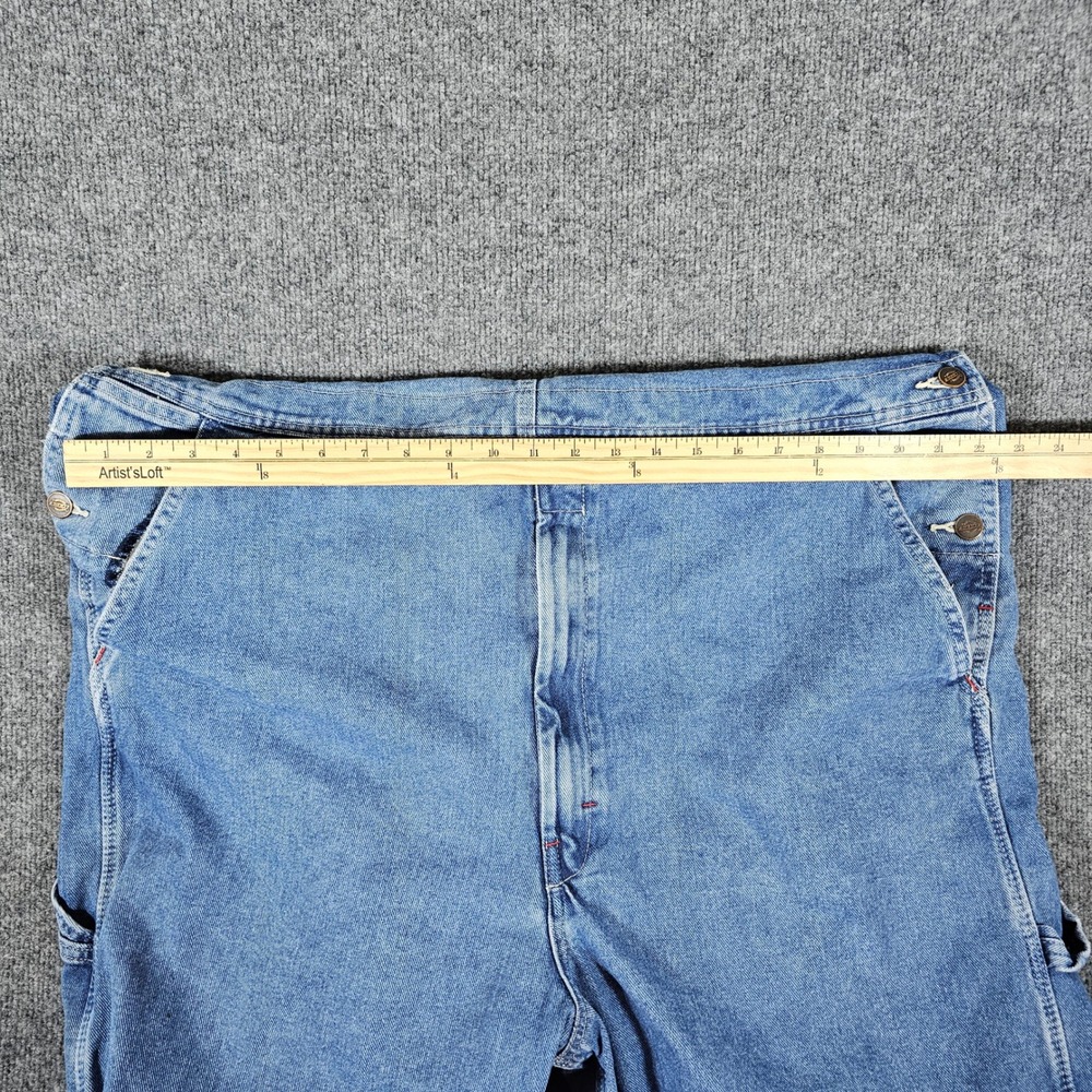 Dickies Denim Bib Overalls Denim Light Wash Blue Men's Tagged 40x30 Act 40x28 - Picture 5 of 7